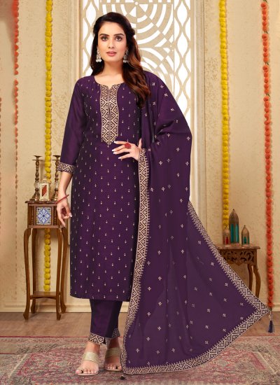 Fine Purple Trendy Salwar Suit