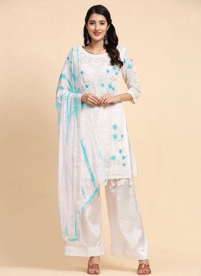 Flattering White Embroidered Designer Salwar Suit