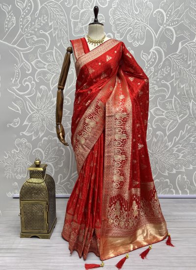 Flawless Red Party Classic Saree