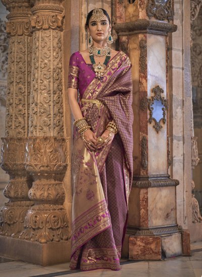 Floral Purple Weaving Traditional Saree