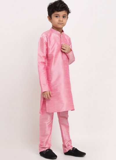 Genius Art Dupion Silk Plain Pink Kurta Pyjama