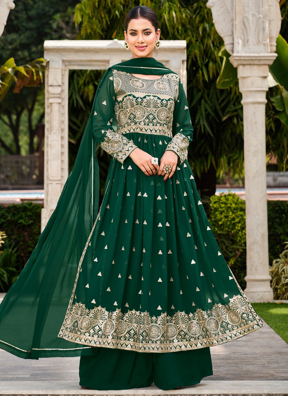Genius Green Wedding Palazzo Salwar Suit
