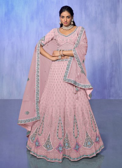 Georgette Embroidered Lehenga Choli in Pink