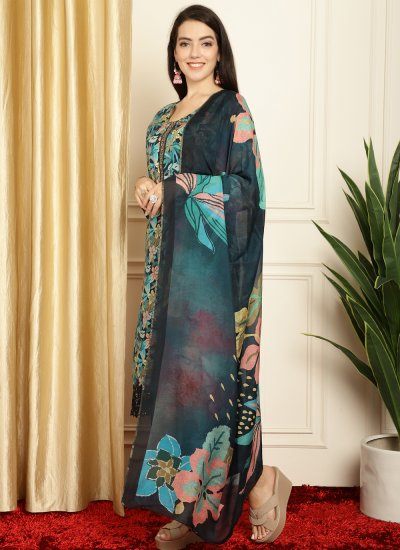 Glamorous Digital Print Muslin Multi Colour Salwar Suit