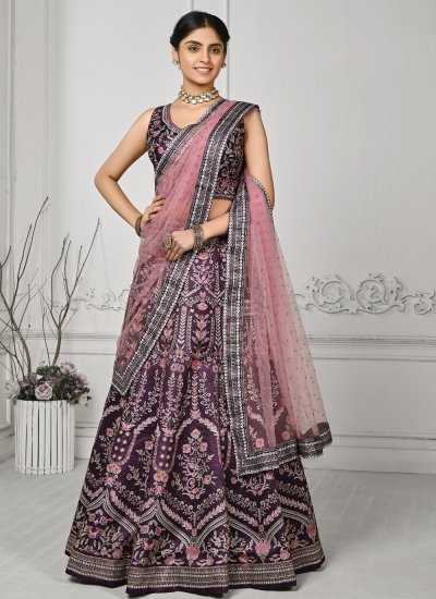 Buy Beauteous Pink Colored Satin Silk Embroidered latest lehenga choli  design online | Fashion Clothing