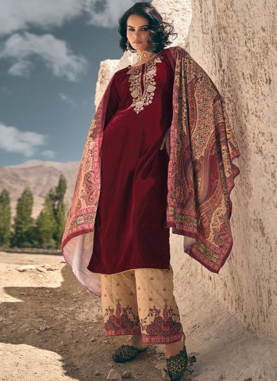 Glamorous Maroon Pakistani Salwar Suit
