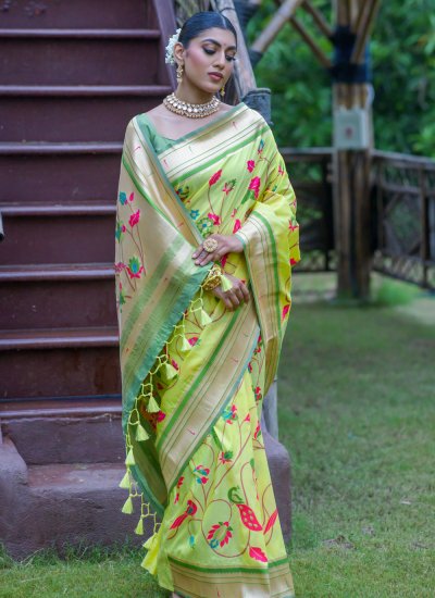 Green Banarasi Silk Woven Designer Saree