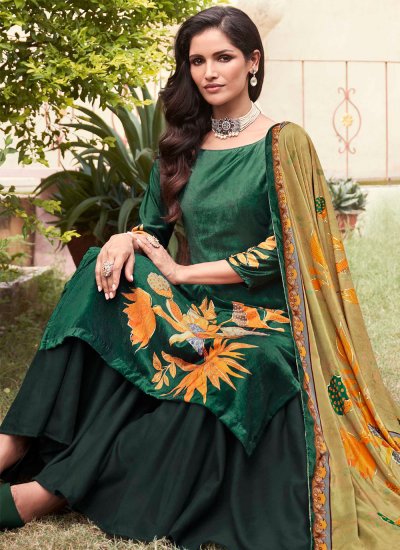 Green Ceremonial Velvet Salwar Suit