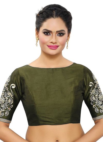 Green Embroidered Designer Blouse