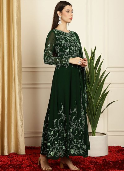 Green Georgette Embroidered Anarkali Salwar Suit