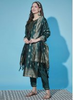 Green Jacquard Work Readymade Salwar Suit