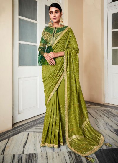 Green Party Silk Designer Saree