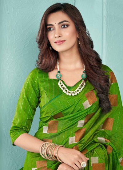Green Printed Designer Saree