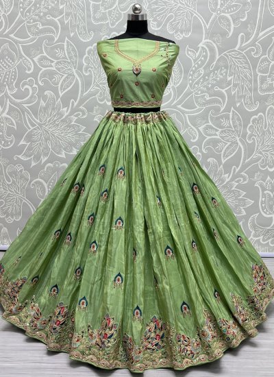Green Sangeet Silk Designer Lehenga Choli