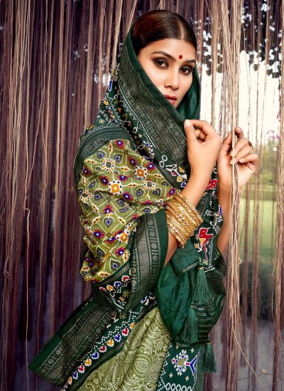 Green Tussar Silk Trendy Saree