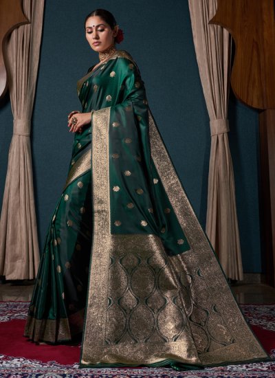 Groovy Green Designer Silk Contemporary Saree