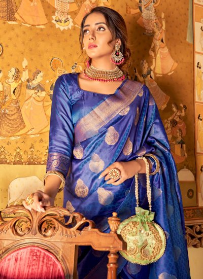 Handloom silk Saree in Navy Blue