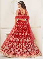 Haute Net Red Embroidered Lehenga Choli