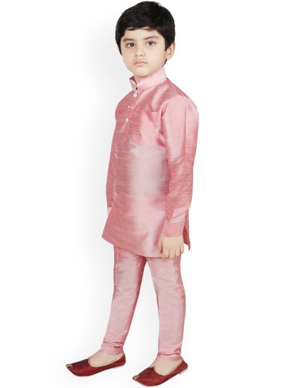 Hypnotizing Pink Plain Work Dupion Silk Kurta Pyjama