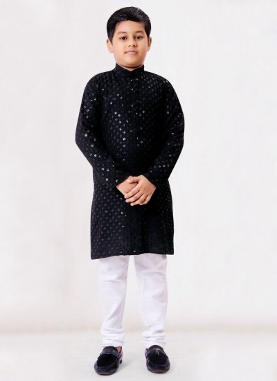 Incredible Black Mehndi Kurta Pyjama