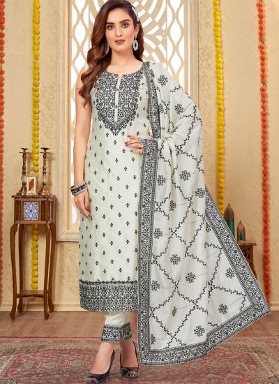 Intriguing Embroidered Silk Trendy Salwar Suit