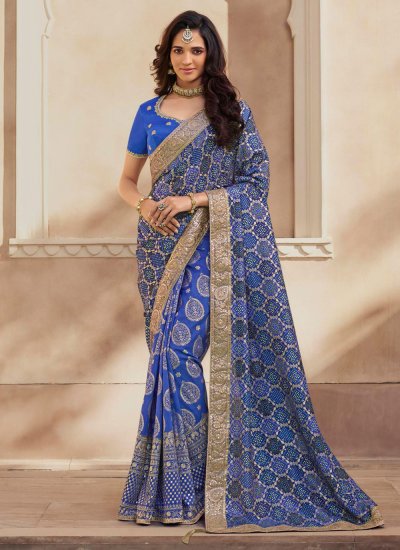 Jacquard Traditional Saree in Blue