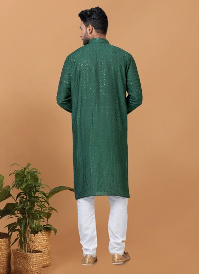 Kurta Pyjama Embroidered Viscose in Green