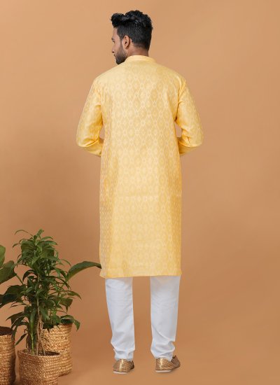 Kurta Pyjama Fancy Silk in Yellow