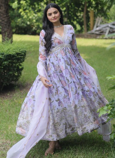 Lavender Ceremonial Silk Designer Gown