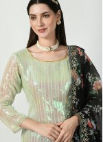 Lovely Faux Georgette Green Trendy Salwar Kameez