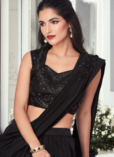 Lycra Trendy Saree in Black