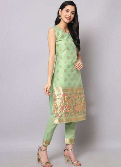Majestic Silk Sea Green Jacquard Work Trendy Salwar Suit