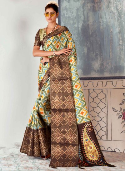 Majesty Printed Tussar Silk Saree