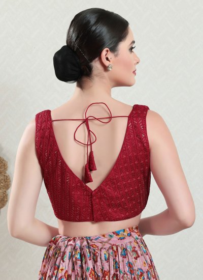 Maroon Embroidered Brocade Blouse