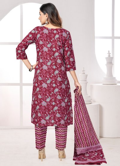 Maroon Embroidered Party Readymade Salwar Suit