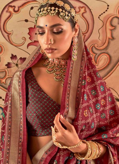 Maroon Woven Silk Trendy Saree