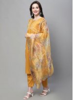 Mesmeric Embroidered Cotton Silk Mustard Salwar Kameez
