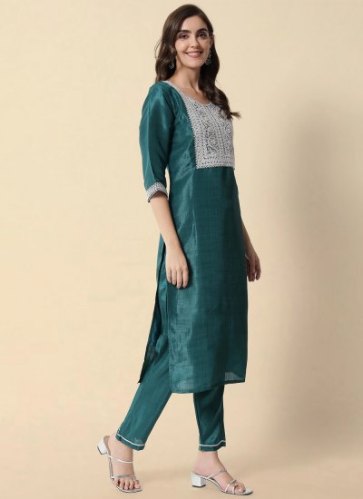 Mesmerizing Embroidered Silk Blend Pant Style Suit