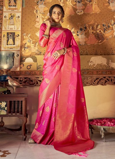 Miraculous Weaving Pink Designer Saree