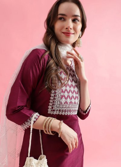 Modernistic Embroidered Silk Blend Readymade Salwar Kameez