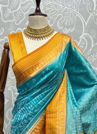 Modish Aqua Blue Weaving Classic Saree