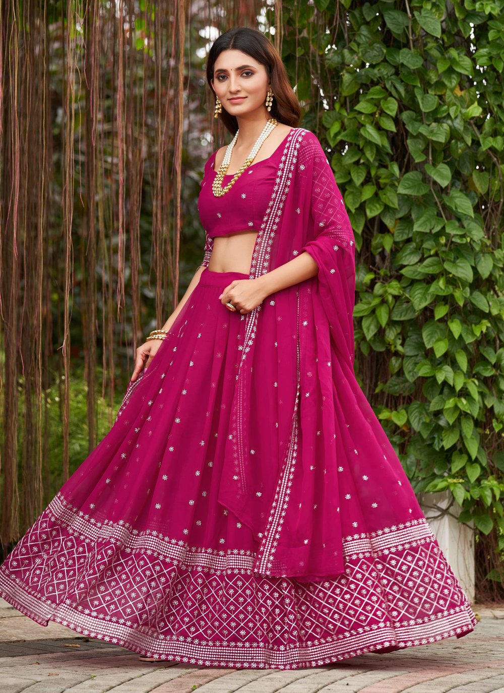 White and Pink Color Combination Semi-Stitched Lehenga Choli With Dupatta  :: MY SHOPPY LADIES WEAR