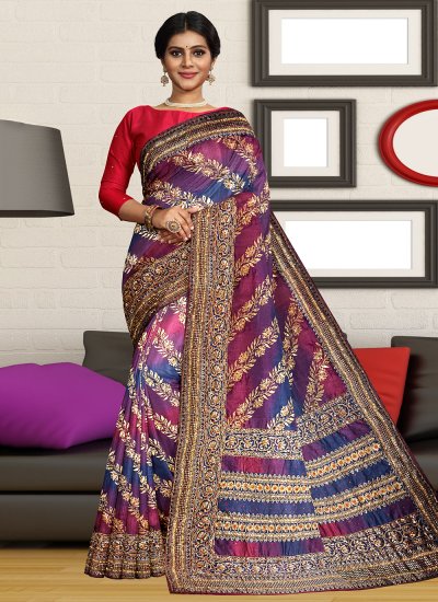 Multi Colour Kanjivaram Silk Ceremonial Trendy Saree