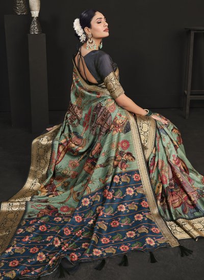Multi Colour Tussar Silk Classic Saree
