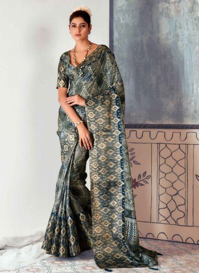 Multi Colour Tussar Silk Contemporary Saree