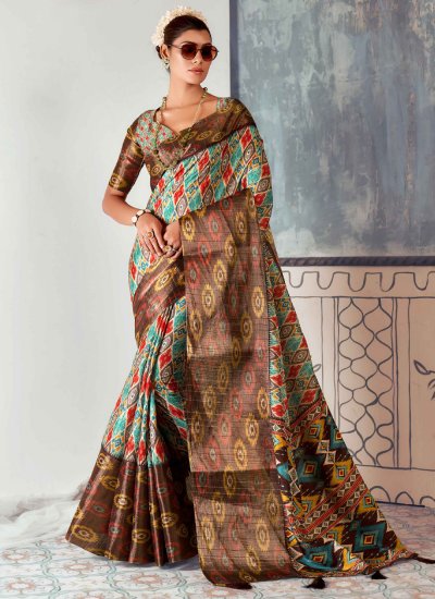 Multi Colour Tussar Silk Trendy Saree