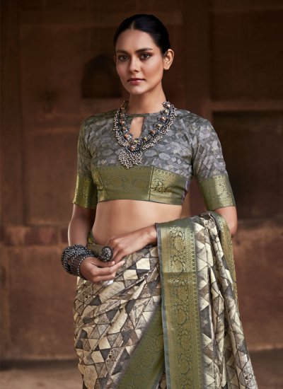 Multi Colour Weaving Handloom silk Classic Saree