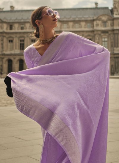 Nice Lavender Weaving Handloom silk Classic Saree