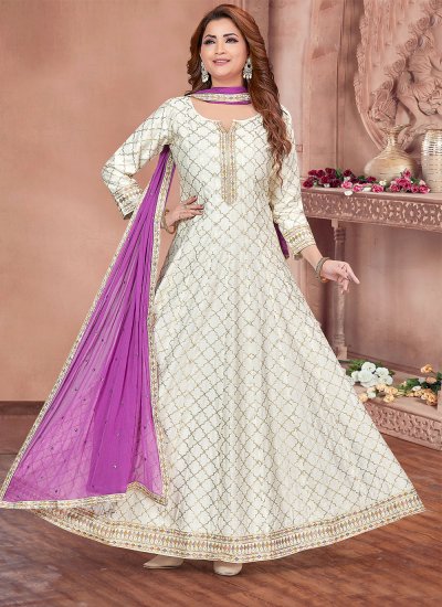 Off White Embroidered Salwar Suit