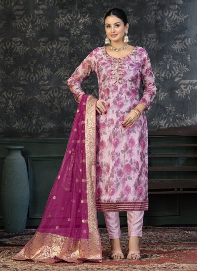 Organza Multi Colour Digital Print Trendy Salwar Suit